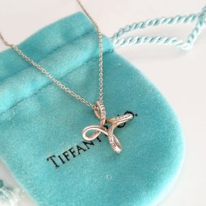Tiffany & Co. Peretti Infinity Cross Necklace. 925 Sterling Silver 16" Medium